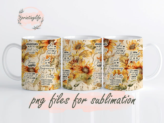 Positive Affirmations Mug Wrap Design, Instant Digital Design Download Mug Wrap Design, Mug Design PNG Sublimation PrintingLife 