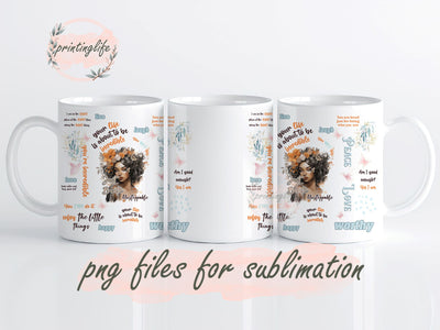 Positive Affirmations Mug Wrap Design, Instant Digital Design Download Mug Wrap Design, Mug Design PNG Sublimation PrintingLife 