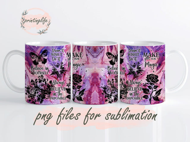Positive Affirmations Mug Wrap Design, Instant Digital Design Download Mug Wrap Design, Mug Design PNG Sublimation PrintingLife 