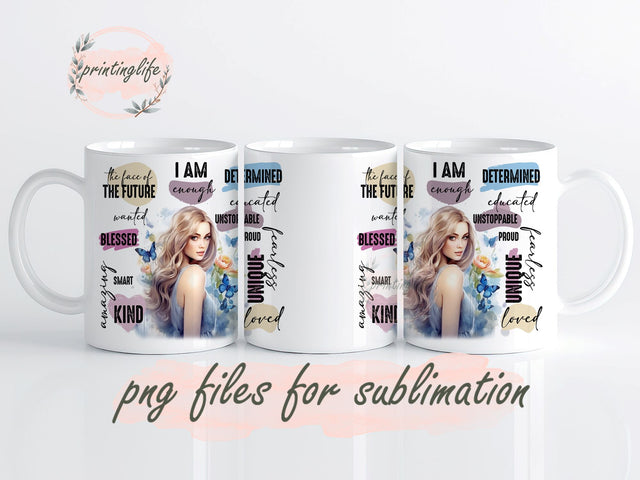 Positive Affirmations Mug Wrap Design, Instant Digital Design Download Mug Wrap Design, Mug Design PNG Sublimation PrintingLife 