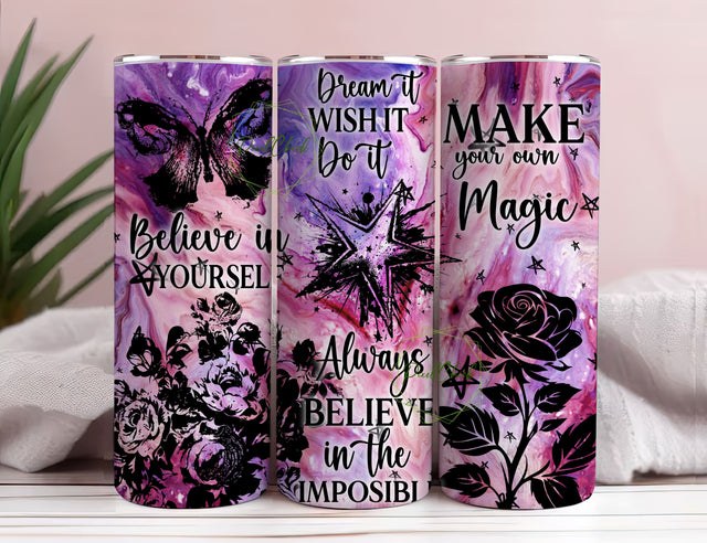 Positive Affirmations Tumbler Wrap - 20oz Skinny Seamless Grunge Tumbler Wrap PNG - Sublimation Tumbler Template Sublimation PixelChick 