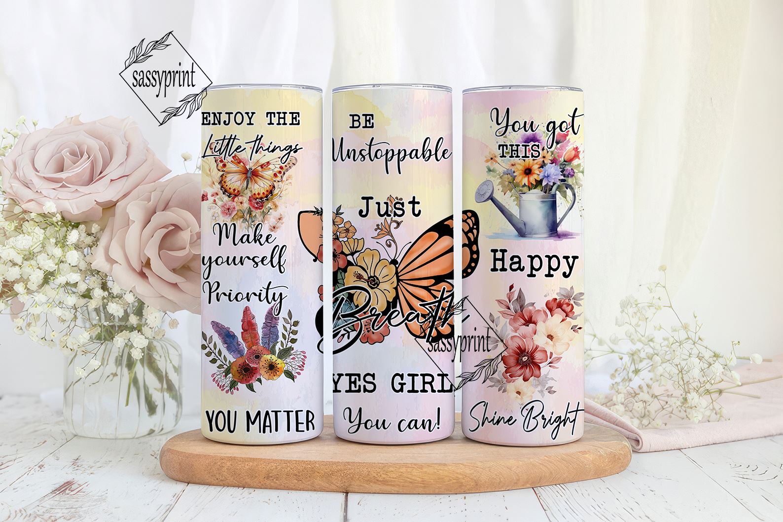 Positive Affirmations 20 Oz Tumbler Wrap Sublimation Design Digital  Download PNG, Inspirational Butterfly Tumbler (Download Now) 