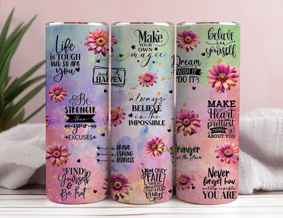 Positive Affirmations Tumbler Wrap Inspirational Tumbler Positive Quotes Tumbler Self Love 20Oz Skinny Tumbler PNG Sublimation PixelChick 