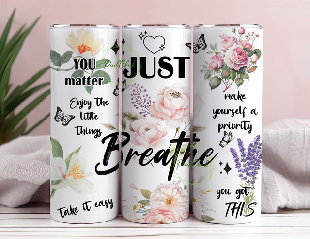 Positive Affirmations Tumbler Wrap PNG, Butterflies Inspirational Quotes Downloads, Positive 20oz Tumbler Png, Summer Skinny Tumbler Design Sublimation PixelChick 