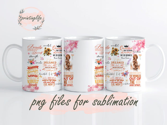 Positive Affirmations Women Quotes Mug Wrap Design, Instant Digital Design Download Mug Wrap Design, Mug Design PNG Sublimation PrintingLife 