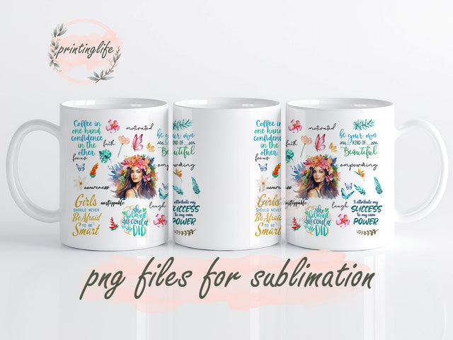 Positive Affirmations Women Quotes Mug Wrap Design, Instant Digital Design Download Mug Wrap Design, Mug Design PNG Sublimation PrintingLife 