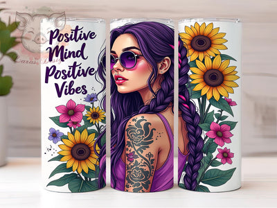 Positive Mind Positive Vibes, 20oz Tumbler Wrap, Inspirational Drinkware, Positive Quotes, Self-Love Gifts, Custom Sublimation, Motivational Tumblers Sublimation Lara' s Designs 