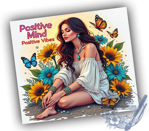 Positive Mind Positive Vibes, Inspirational Quote, Tumbler Wrap, 20oz Tumbler, Positive Affirmation, Digital Download, Motivational Design Sublimation ToriDesigns 