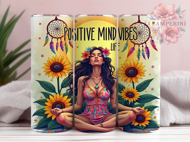 Positive Mind, Vibes Life, Inspirational Tumbler, 20oz Sublimation, Motivational Design, PNG Tumbler, Positive Affirmation Sublimation Li Zamperini 