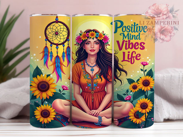 Positive Mind, Vibes Life, Inspirational Tumbler, 20oz Sublimation, Motivational Design, PNG Tumbler, Positive Affirmation Sublimation Li Zamperini 
