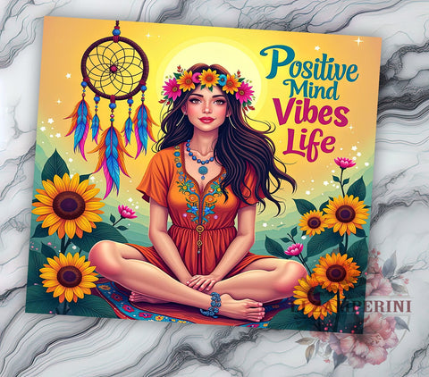 Positive Mind, Vibes Life, Inspirational Tumbler, 20oz Sublimation, Motivational Design, PNG Tumbler, Positive Affirmation Sublimation Li Zamperini 