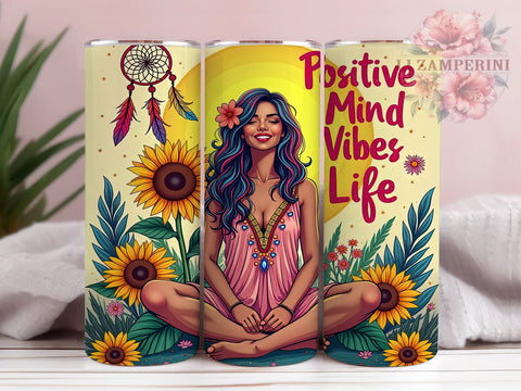 Positive Mind, Vibes Life, Inspirational Tumbler, 20oz Sublimation, Motivational Design, PNG Tumbler, Positive Affirmation Sublimation Li Zamperini 