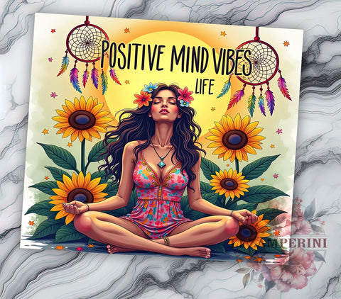 Positive Mind, Vibes Life, Inspirational Tumbler, 20oz Sublimation, Motivational Design, PNG Tumbler, Positive Affirmation Sublimation Li Zamperini 