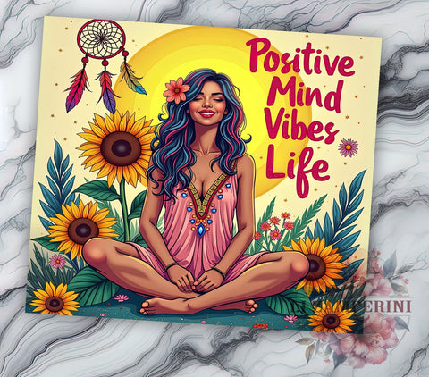 Positive Mind, Vibes Life, Inspirational Tumbler, 20oz Sublimation, Motivational Design, PNG Tumbler, Positive Affirmation Sublimation Li Zamperini 