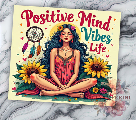 Positive Mind, Vibes Life, Inspirational Tumbler, 20oz Sublimation, Motivational Design, PNG Tumbler, Positive Affirmation Sublimation Li Zamperini 