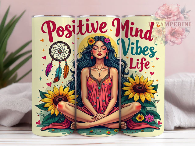Positive Mind, Vibes Life, Inspirational Tumbler, 20oz Sublimation, Motivational Design, PNG Tumbler, Positive Affirmation Sublimation Li Zamperini 