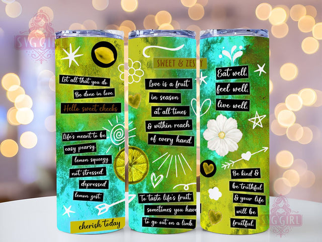 Positive Quotes 20oz Tumbler Wrap Sublimation Design, Straight Tapered Tumbler Wrap, Lemon Tumbler Png, Instant Digital Download Sublimation SvggirlplusArt 