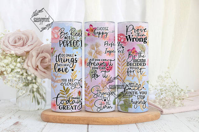 Positive Quotes - Affirmations, 20oz Skinny Seamless Tumbler Wrap PNG, Sublimation Tumbler Template for Straight Tapered Tumbler PNG Digital Sublimation sassyprint 