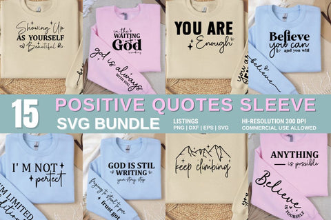 Positive Quotes Sleeve SVG Design Bundle SVG Designangry 