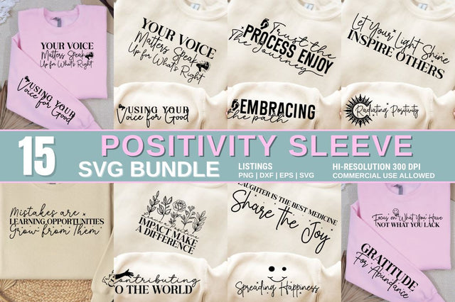 Positive Quotes Sleeve SVG Design Bundle SVG Designangry 