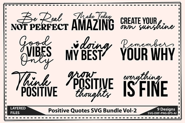 Positive Quotes SVG Bundle Vol-2 SVG shah alam 