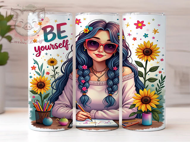 Positive Quotes Tumbler, Be Yourself, 20oz Tumbler Wrap, Inspirational Drinkware, Self-Love Gifts, Custom Sublimation, Motivational Tumblers Sublimation Lara' s Designs 