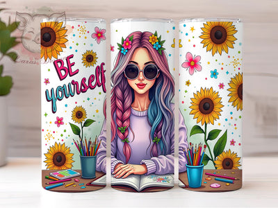 Positive Quotes Tumbler, Be Yourself, 20oz Tumbler Wrap, Inspirational Drinkware, Self-Love Gifts, Custom Sublimation, Motivational Tumblers Sublimation Lara' s Designs 