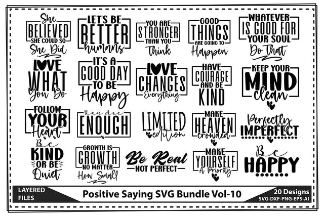 Positive Saying SVG Bundle Vol-10 SVG shah alam 