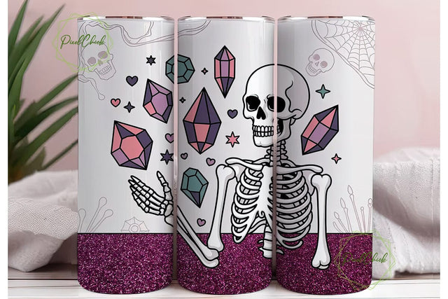 Positive Skeleton Crystal Glitter PNG Sublimation PixelChick 