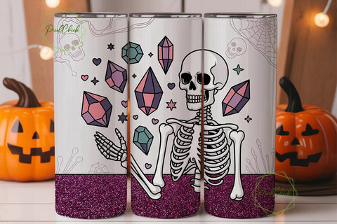 Positive Skeleton Crystal Glitter PNG Sublimation PixelChick 