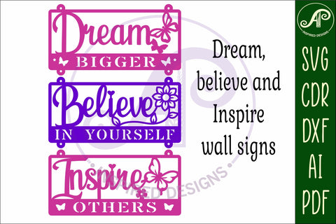 Positive words wall sign, SVG file. vector sign laser cut SVG APInspireddesigns 
