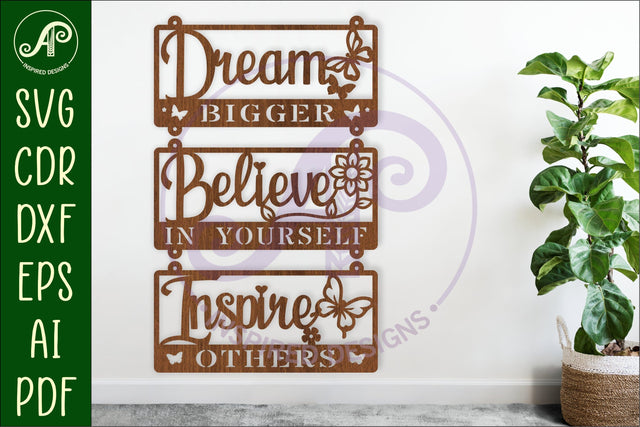 Positive words wall sign, SVG file. vector sign laser cut SVG APInspireddesigns 