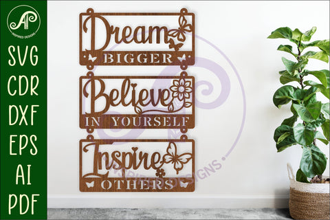 Positive words wall sign, SVG file. vector sign laser cut SVG APInspireddesigns 