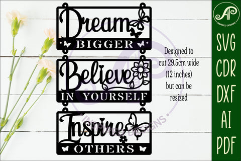 Positive words wall sign, SVG file. vector sign laser cut SVG APInspireddesigns 