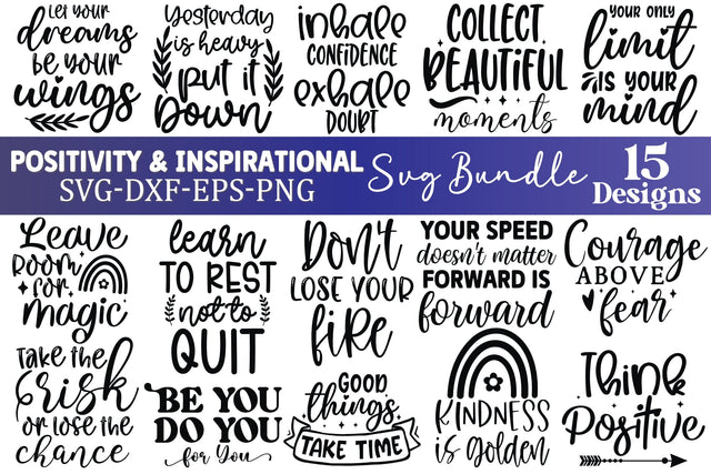 Positivity & Inspirational SVG Bundle SVG Crafty Ideas 