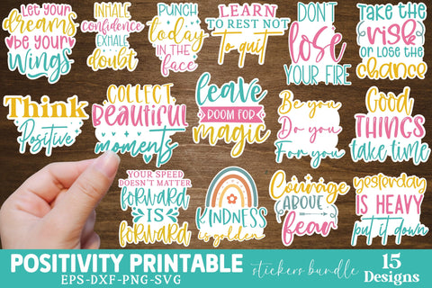 Positivity Printable stickers Bundle SVG Crafty Ideas 