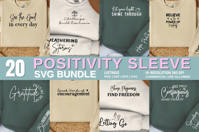 Positivity Quotes Sleeve SVG Design Bundle SVG Designangry 