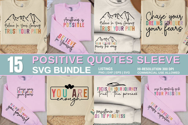 Positivity Quotes Sleeve SVG Design Bundle SVG Designangry 
