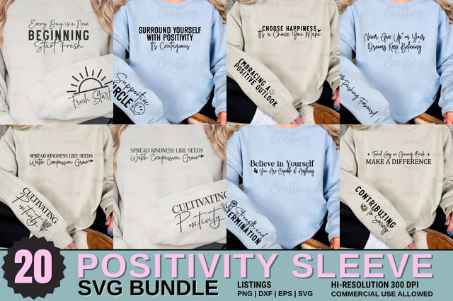 Positivity Quotes Sleeve SVG Design Bundle SVG Designangry 