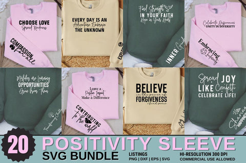 Positivity Quotes Sleeve SVG Design Bundle SVG Designangry 