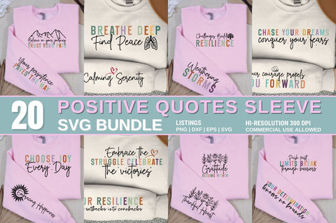 Positivity Quotes Sleeve SVG Design Bundle SVG Designangry 