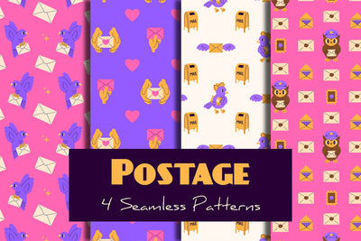 Postage Seamless Patterns Digital Pattern Rin Green 