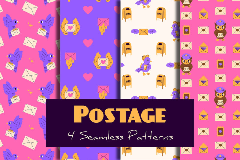 Postage Seamless Patterns - So Fontsy