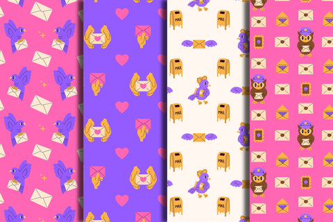 Postage Seamless Patterns Digital Pattern Rin Green 