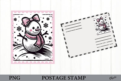 Postage Stamp PNG. Snowman Sublimation Sublimation Olga Terlyanskaya 