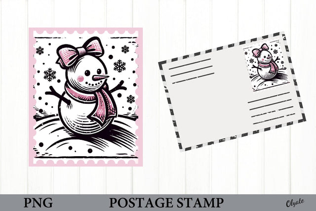 Postage Stamp PNG. Snowman Sublimation Sublimation Olga Terlyanskaya 