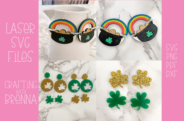 Pot of Gold Earring Bundle Laser SVG File SVG Crafting With Brenna 