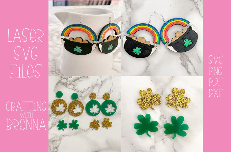Pot of Gold Earring Bundle Laser SVG File SVG Crafting With Brenna 