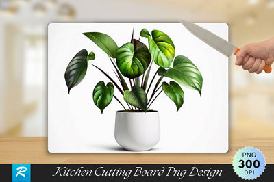 Pot With Leaves In Isolated White Cutting Board Sublimation Regulrcrative 