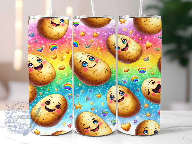 Potato Seamless 20oz Skinny Tumbler, Potato Tumbler Png, Straight & Tapered Tumbler Wrap, Instant Digital Download Sublimation ToriDesigns 